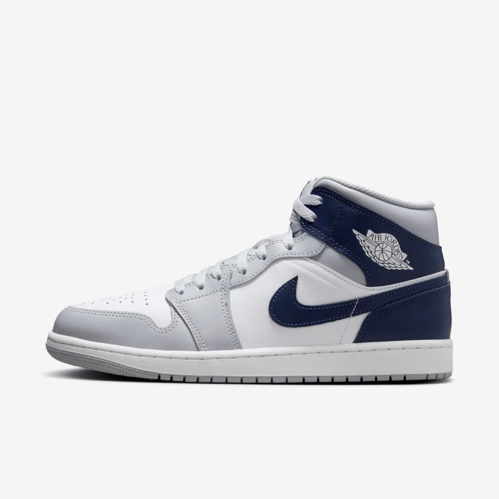 Tênis Air Jordan 1 Mid Wolf Grey Midnight Navy