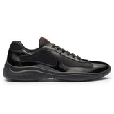 Prada Americas Cup Patent Leather And Technical Fabric Black Sneakers
